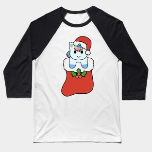 Christmas Rainbow Unicorn Stocking Baseball T-Shirt